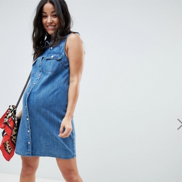 ASOS Maternity Dresses & Skirts - ASOS Maternity denim sleeveless shirt dress